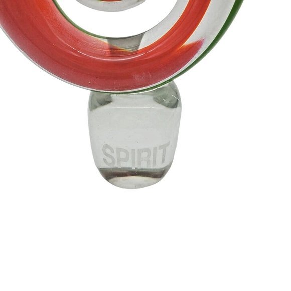 Swirl Art Glass Hand Blown Red Green Spirt Etched Sculpture Form Modern Holiday - Picture 4 of 7